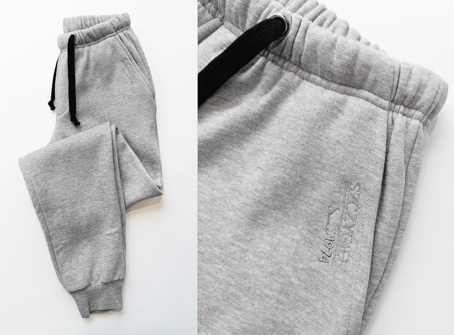 Szare męskie spodnie dresowe z haftowanym logo Szczygieł